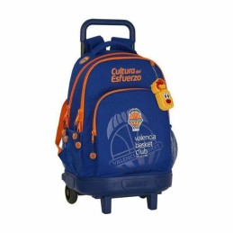 Mochila Escolar com Rodas Compact Valencia Basket M918 Azul Laranja (33 x 45 x 22 cm)