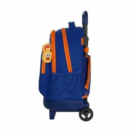 Mochila Escolar com Rodas Compact Valencia Basket M918 Azul Laranja (33 x 45 x 22 cm)