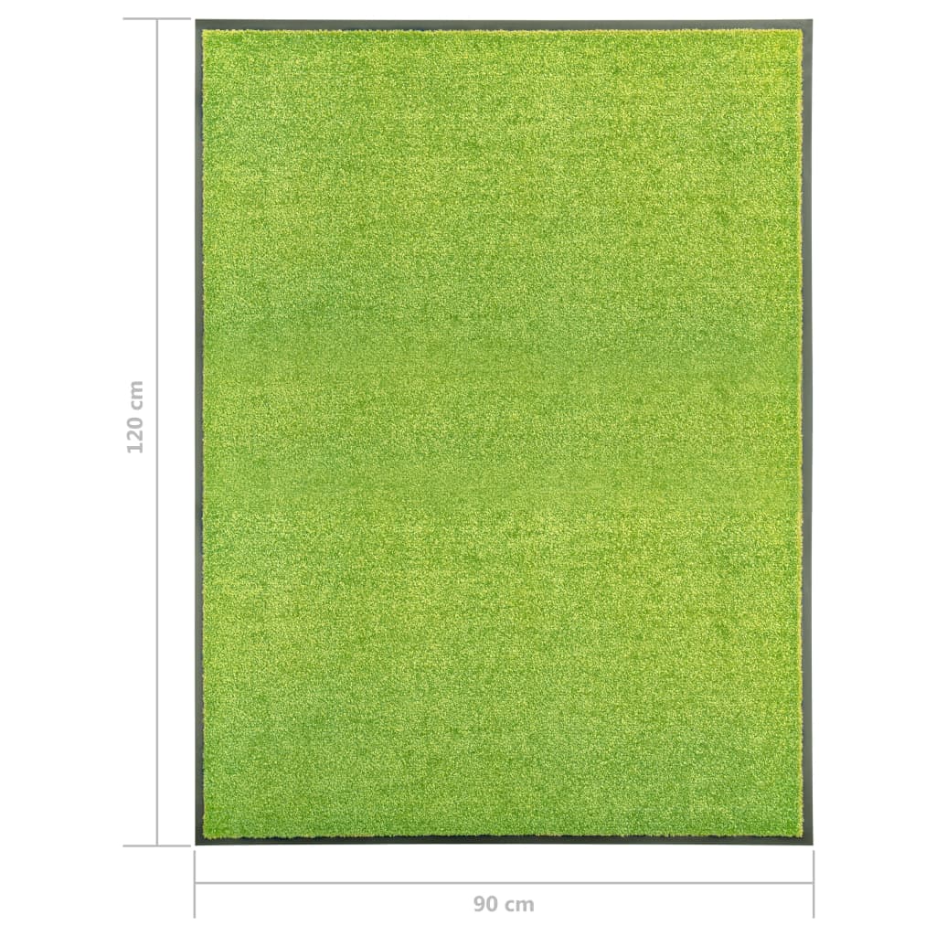 vidaXL Tapete de porta lavável 90x120 cm verde