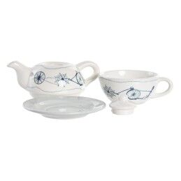 DKD Home Decor|Juego da Chaleira DKD Home Decor Azul Branco 750 ml Dolomite (3 Unidades)