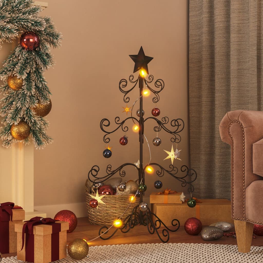 vidaXL Árvore de Natal para decoração 90 cm metal preto