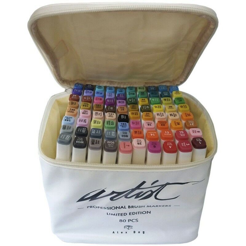 Alex Bog|Conjunto de Canetas de Feltro Alex Bog Canvas Luxe Professional 80 Peças Multicolor Alex Bog|Conjunto de Canetas de Feltro Alex Bog Canvas Luxe Professional 80 Peças Multicolor