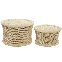 DKD Home Decor|Conjunto de 2 mesas DKD Home Decor Natural 60 x 60 x 42 cm 62 x 62 x 42 cm 64 x 64 x 42 cm