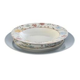 DKD Home Decor|Louça DKD Home Decor Azul Branco Porcelana Floral 27 x 27 x 3 cm 18 Peças