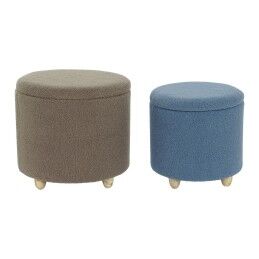 DKD Home Decor|Repousa pés DKD Home Decor Cor de Rosa Velvet Madeira MDF Glam (2 pcs)