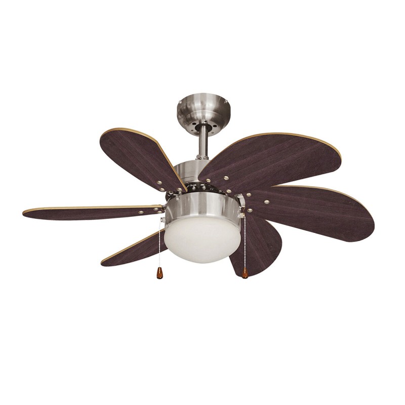 Ventilador de Teto com Luz EDM 33984 Aral Wengue Níquel 50 W