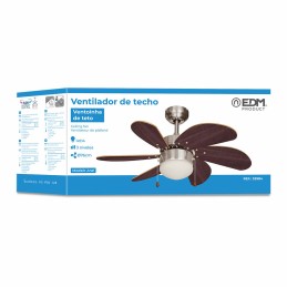 Ventilador de Teto com Luz EDM 33984 Aral Wengue Níquel 50 W