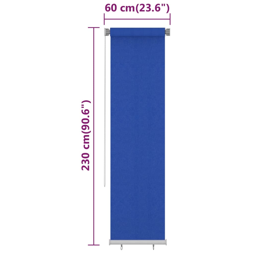 vidaXL Estore de rolo para exterior PEAD 60x230 cm azul