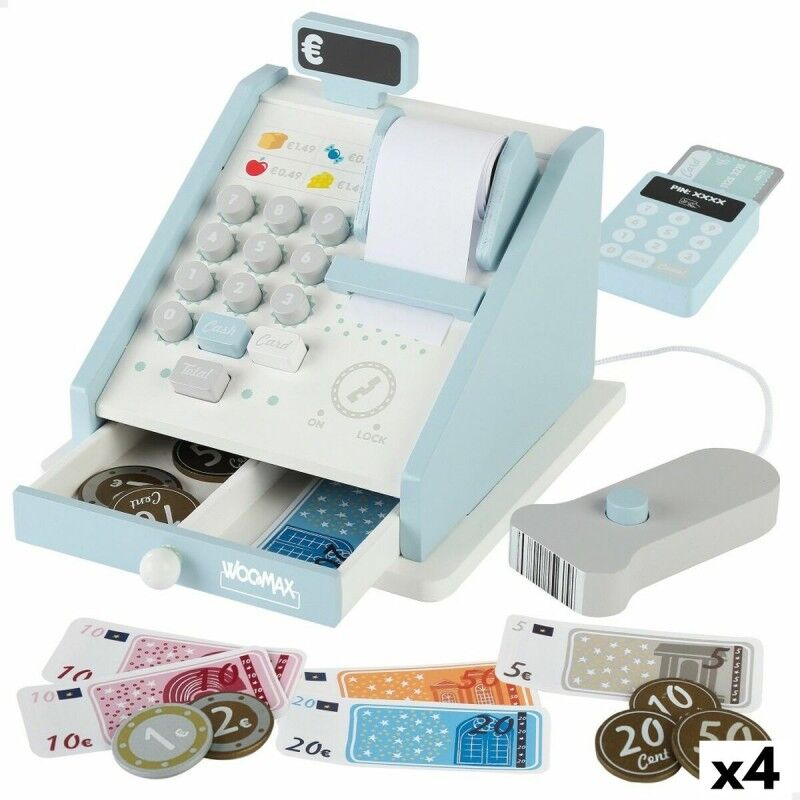 Woomax|Caixa Registadora de Brincar Woomax 18 Peças 4 Unidades 18 x 15 x 18 cm Woomax|Caixa Registadora de Brincar Woomax 18 Peças 4 Unidades 18 x 15 x 18 cm