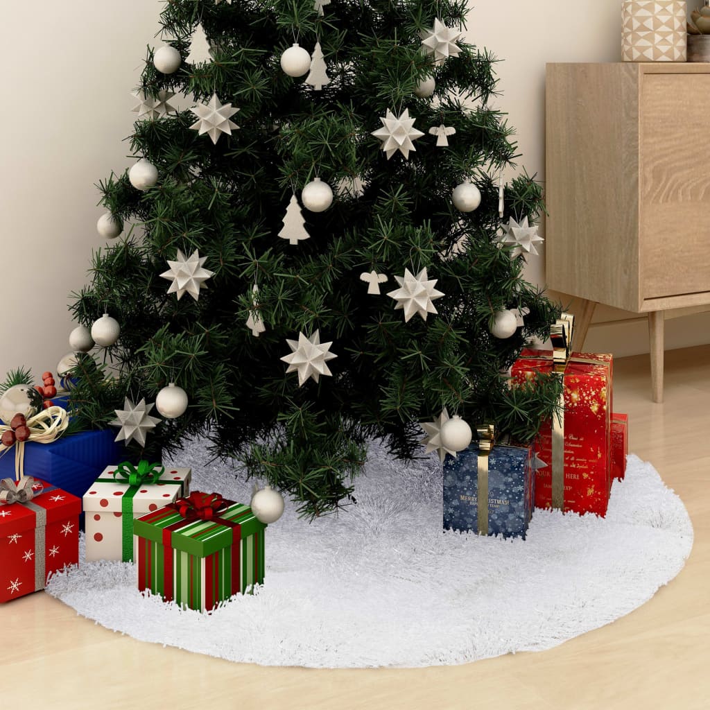 vidaXL Saia de árvore de Natal 90 cm pelo sintético branco