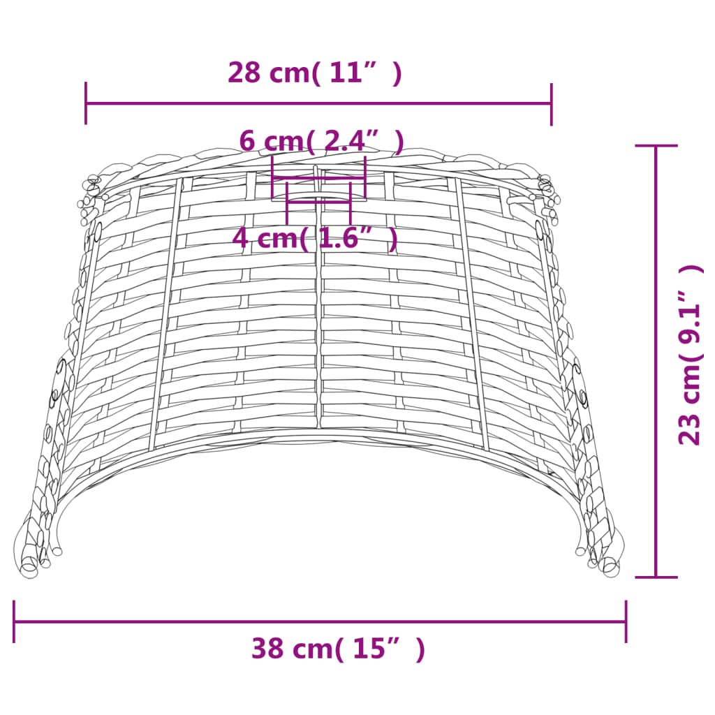 vidaXL Abajur de teto Ø38x23 cm vime castanho