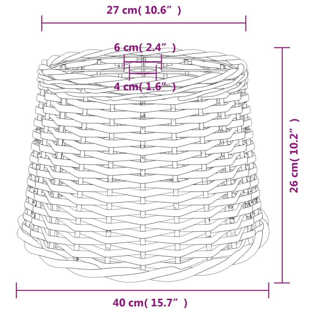 vidaXL Abajur de teto Ø40x26 cm vime branco