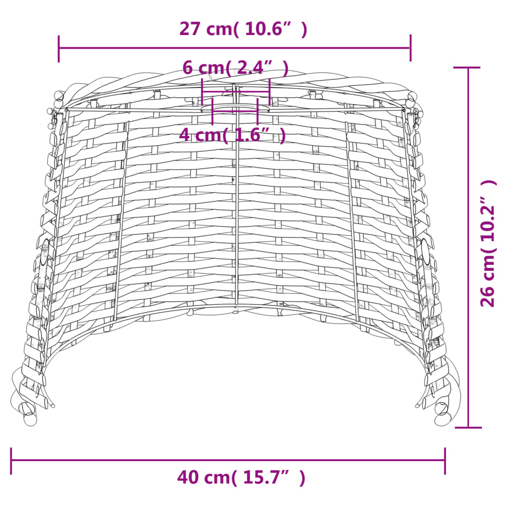 vidaXL Abajur de teto Ø40x26 cm vime branco