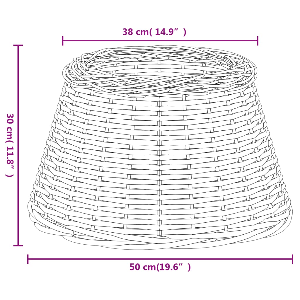 vidaXL Abajur Ø50x30 cm vime castanho