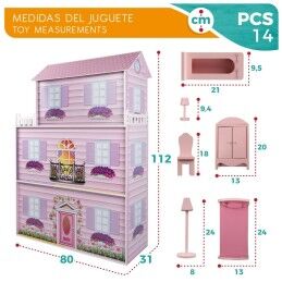 Play & Learn|Casa de Bonecas Play & Learn 14 Partes 80 x 112 x 31 cm