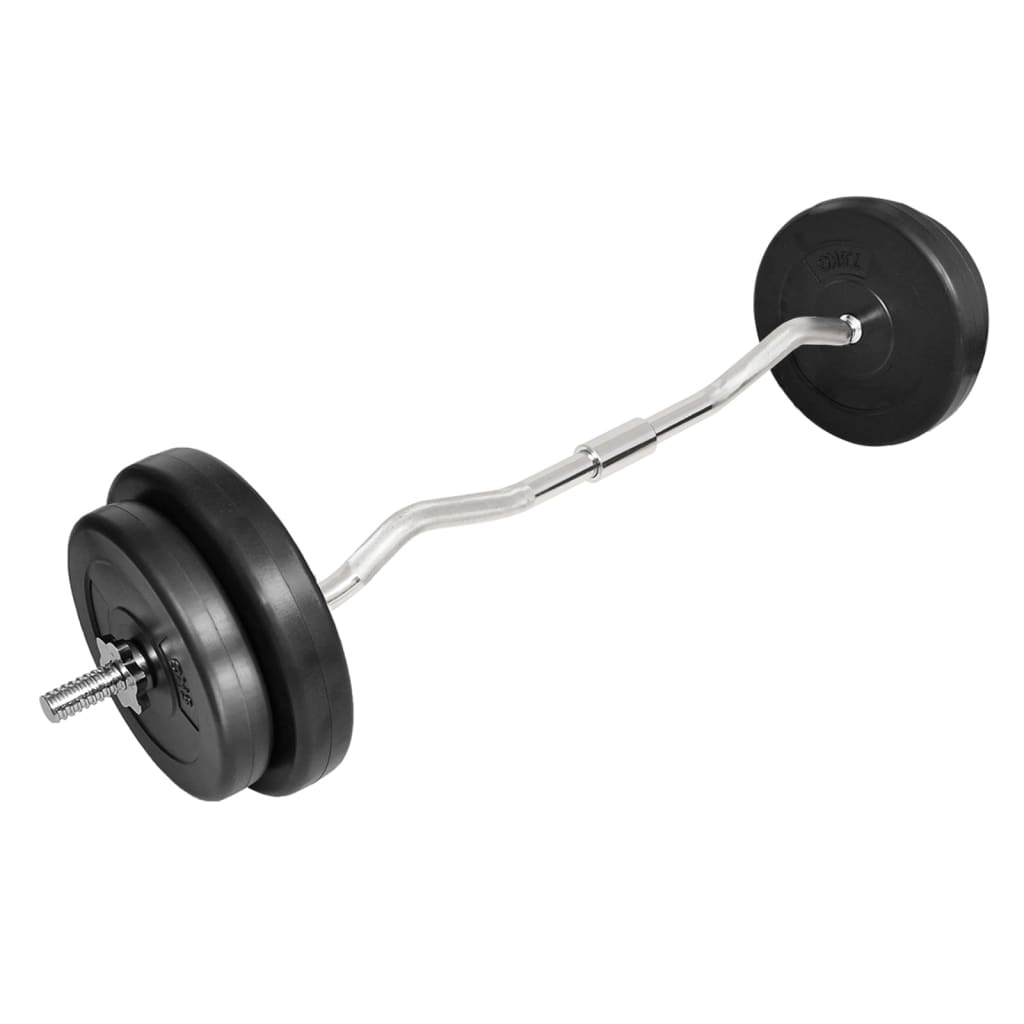 vidaXL Barra curvada com discos 30 kg