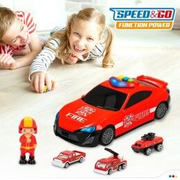 Speed & Go|Playset de Veículos Speed & Go 30 x 9,5 x 13 cm Bombeiro Leve Som 4 Unidades