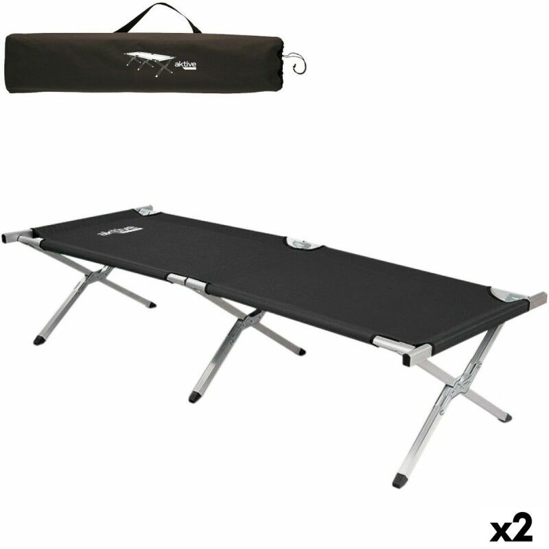 Aktive|Cama de campismo Aktive Preto 190 x 42 x 64 cm Dobrável (2 Unidades) Aktive|Cama de campismo Aktive Preto 190 x 42 x 64 cm Dobrável (2 Unidades)