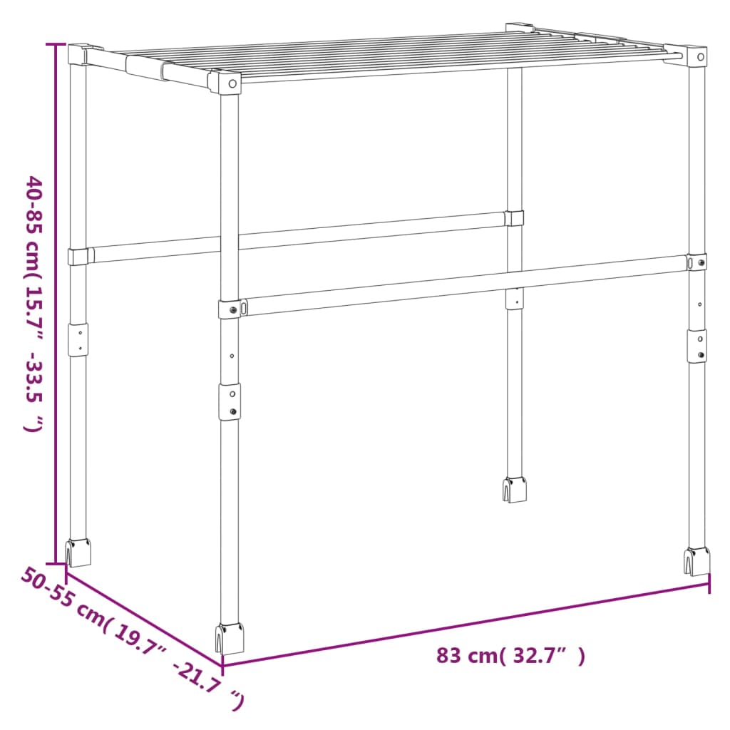 vidaXL Estendal 83x(50-55)x(40-85) cm alumínio