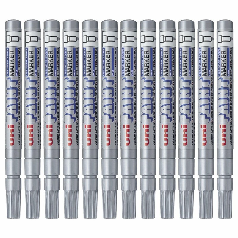 Rotulador permanente Uni-Ball Paint PX-21L Prateado 12 Peças