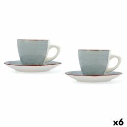 Quid|Conjunto de Chávenas com Pratos Quid Vita Morning Azul Cerâmica (4 Peças) (6 Unidades)
