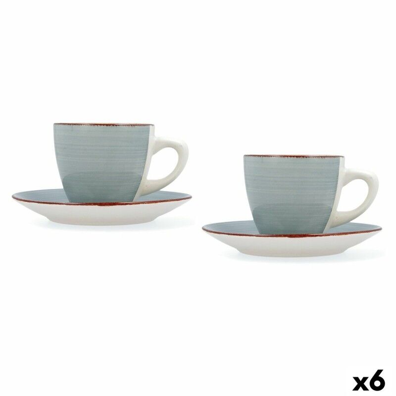 Quid|Conjunto de Chávenas com Pratos Quid Vita Morning Azul Cerâmica (4 Peças) (6 Unidades) Quid|Conjunto de Chávenas com Pratos Quid Vita Morning Azul Cerâmica (4 Peças) (6 Unidades)