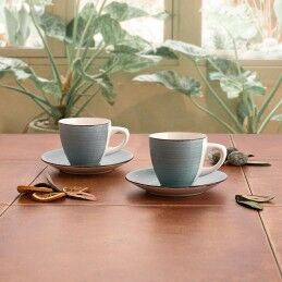 Quid|Conjunto de Chávenas com Pratos Quid Vita Morning Azul Cerâmica (4 Peças) (6 Unidades)