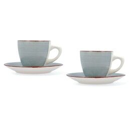 Quid|Conjunto de Chávenas com Pratos Quid Vita Morning Azul Cerâmica (4 Peças) (6 Unidades)