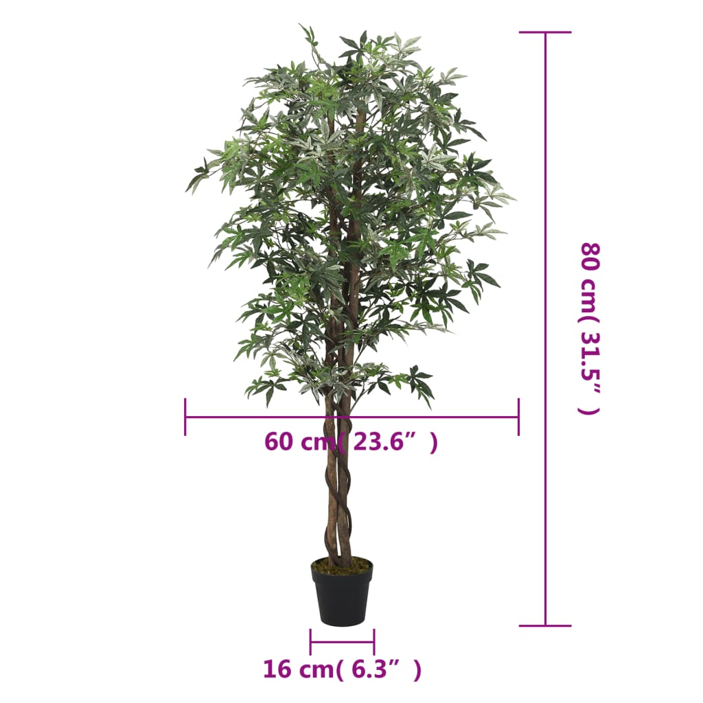 vidaXL Ácer artificial 224 folhas 80 cm verde