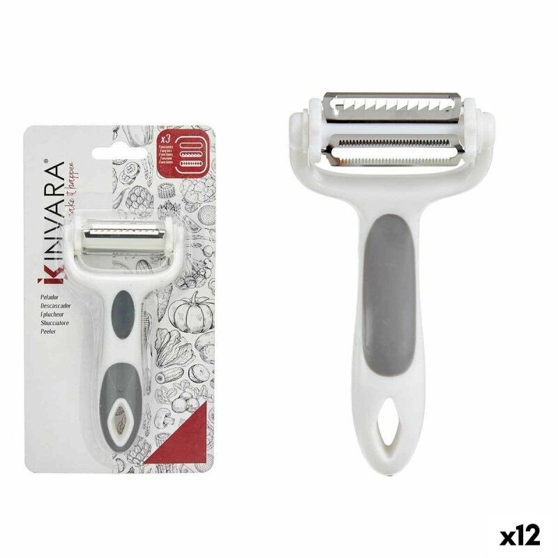 Kinvara|Descascador Kinvara CK51327 Branco Cinzento Aço inoxidável Polipropileno TPR 12 x 3 x 22 cm 3 em 1 (12 Unidades) Kinvara|Descascador Kinvara CK51327 Branco Cinzento Aço inoxidável Polipropileno TPR 12 x 3 x 22 cm 3 em 1 (12 Unidades)