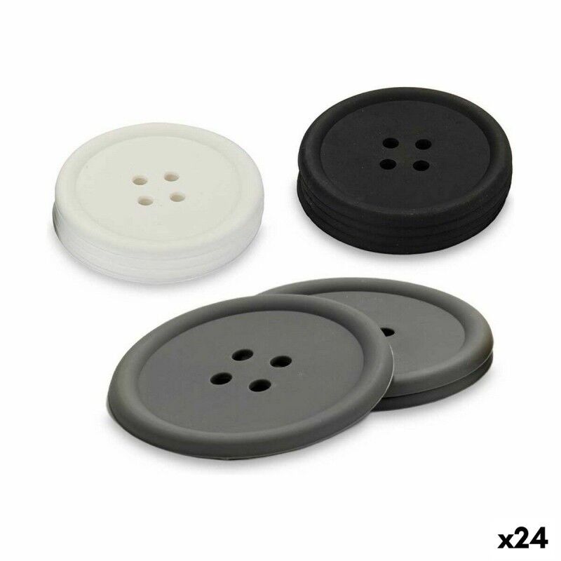 Kinvara|Base para Copos Kinvara CH52542-13-D Branco Preto Cinzento Silicone Botão 8,8 x 8,8 x 0,05 cm Conjunto (24 Unidades) Kinvara|Base para Copos Kinvara CH52542-13-D Branco Preto Cinzento Silicone Botão 8,8 x 8,8 x 0,05 cm Conjunto (24 Unidades)