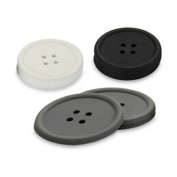 Kinvara|Base para Copos Kinvara CH52542-13-D Branco Preto Cinzento Silicone Botão 8,8 x 8,8 x 0,05 cm Conjunto (24 Unidades)