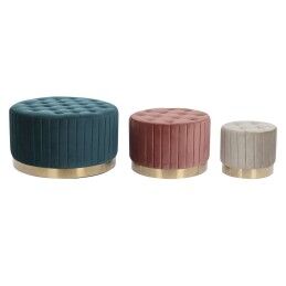 DKD Home Decor|Repousa pés DKD Home Decor Cor de Rosa Velvet Madeira MDF Glam (2 pcs)
