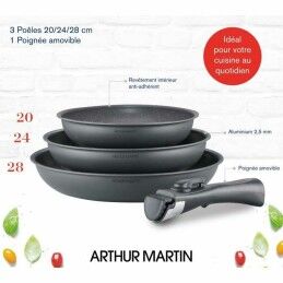 Arthur Martin|Bateria de Cozinha Arthur Martin AM521 Cinzento 4 Peças