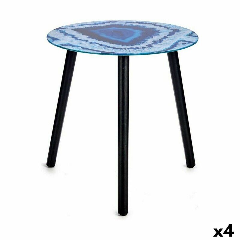 Gift Decor|Mesa de apoio Mármore Azul Preto Cristal 40 x 41,5 x 40 cm (4 Unidades) Gift Decor|Mesa de apoio Mármore Azul Preto Cristal 40 x 41,5 x 40 cm (4 Unidades)