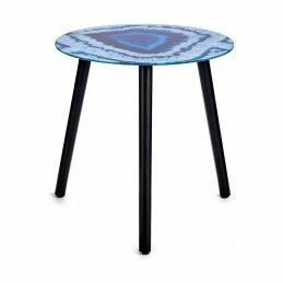 Gift Decor|Mesa de apoio Mármore Azul Preto Cristal 40 x 41,5 x 40 cm (4 Unidades)
