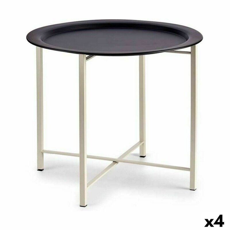 Gift Decor|Mesa de apoio Branco Preto Metal 52 x 44 x 52 cm (4 Unidades) Gift Decor|Mesa de apoio Branco Preto Metal 52 x 44 x 52 cm (4 Unidades)