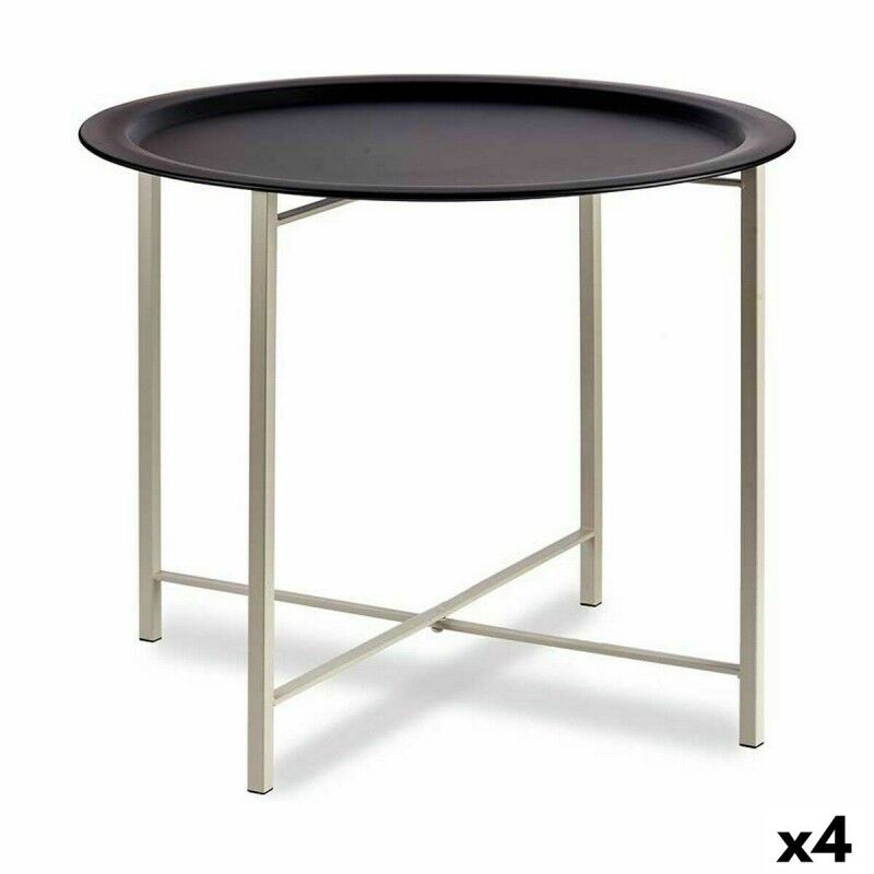 Gift Decor|Mesa de apoio Branco Preto Metal 62 x 48,5 x 62 cm (4 Unidades) Gift Decor|Mesa de apoio Branco Preto Metal 62 x 48,5 x 62 cm (4 Unidades)