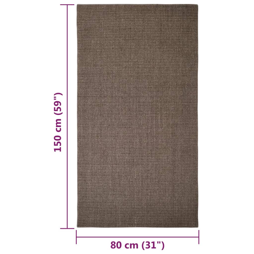 vidaXL Tapete sisal natural 80x150 cm castanho