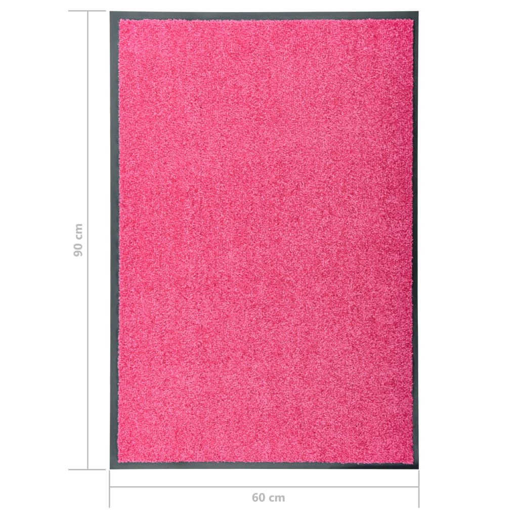 vidaXL Tapete de porta lavável 60x90 cm rosa