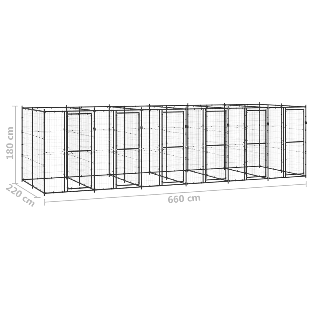 vidaXL Canil de exterior 14,52 m² aço