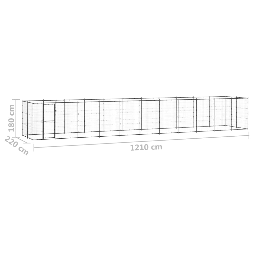 vidaXL Canil de exterior 26,62 m² aço