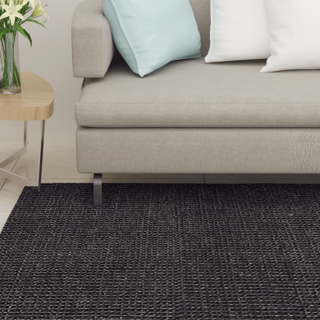 vidaXL Tapete sisal natural 66x250 cm preto