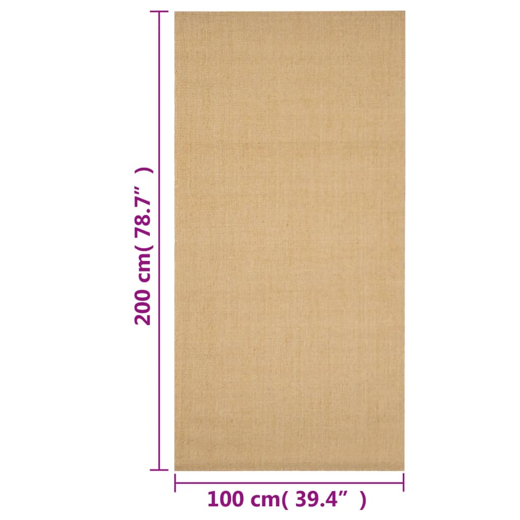 vidaXL Tapete sisal natural 100x200 cm