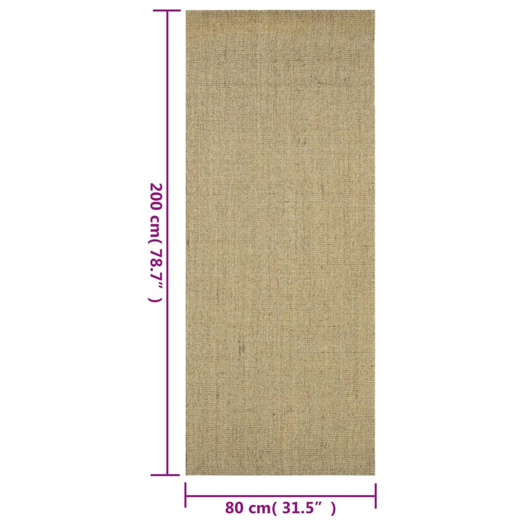 vidaXL Tapete sisal natural 80x200 cm verde