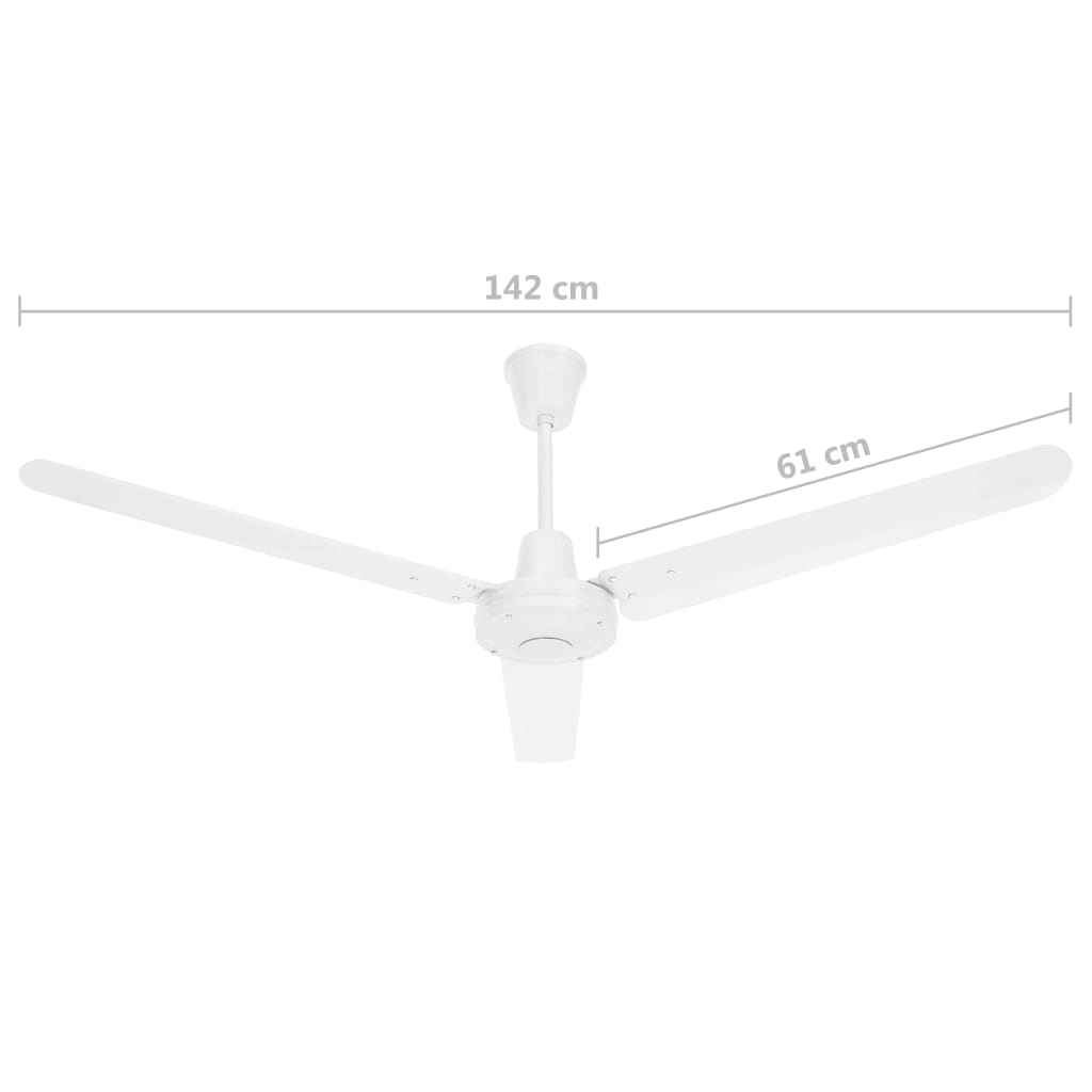 vidaXL Ventoinha de teto 142 cm branco