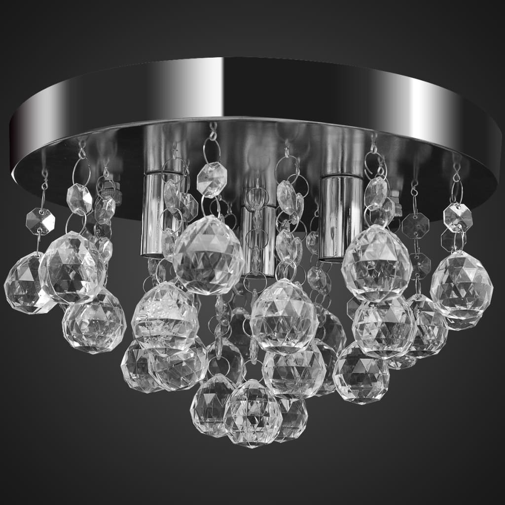 Lustre redondo de cristal cromado