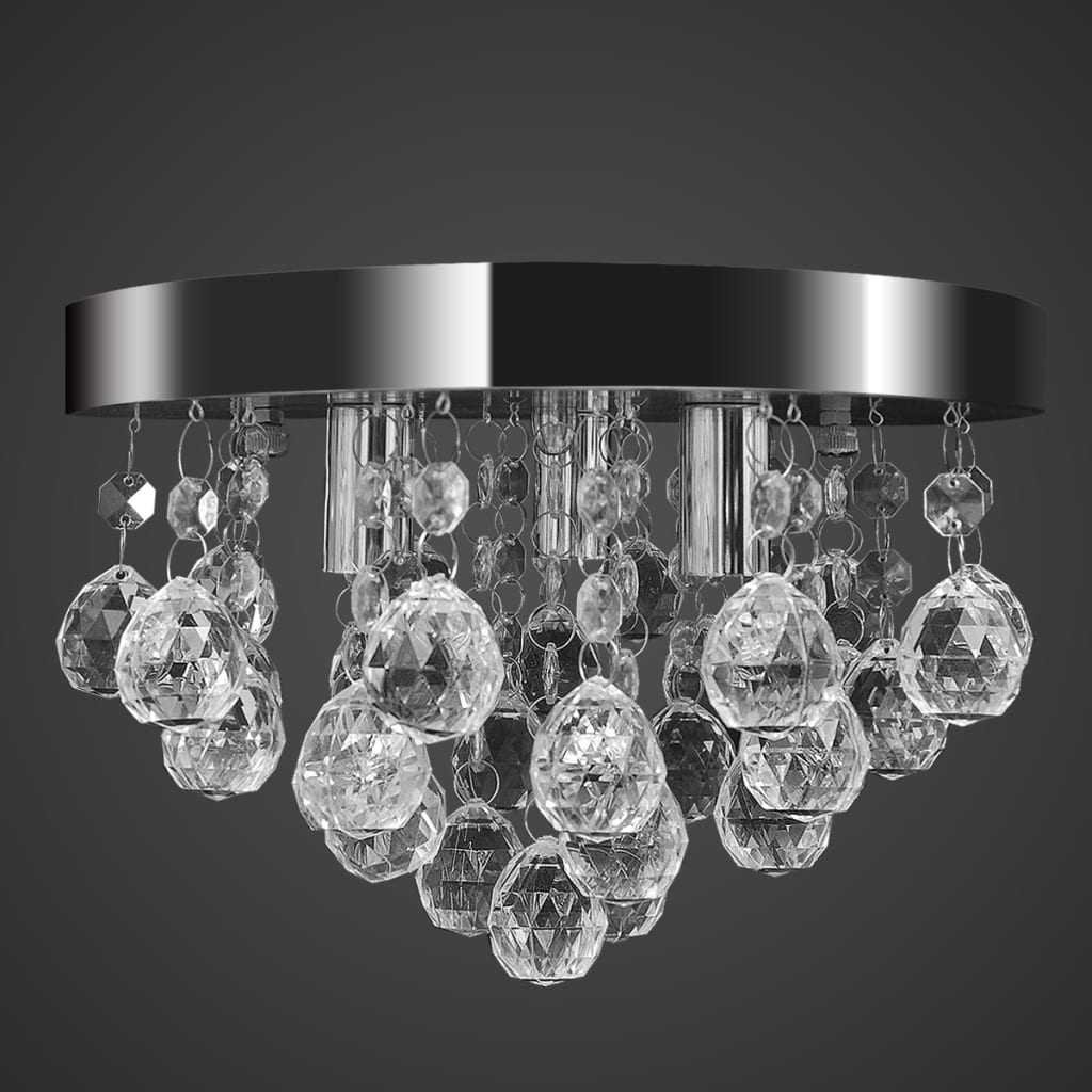 Lustre redondo de cristal cromado