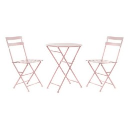 Conjunto de mesa com 2 cadeiras DKD Home Decor MB-177410 Cor de Rosa 60 x 60 x 75 cm (3 pcs)