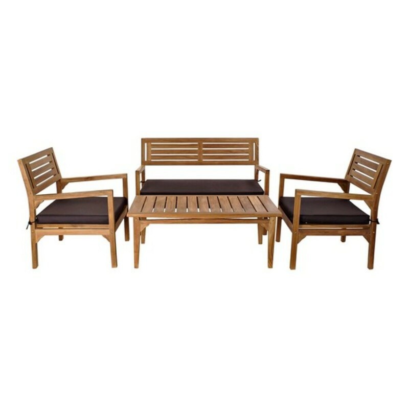 Conjunto de Mesa com 3 Poltronas DKD Home Decor Teca 127 x 72 x 88 cm (4 pcs)